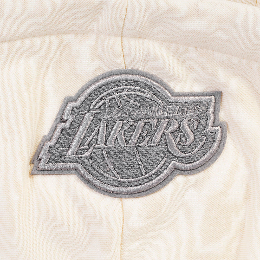 NBA LOS ANGELES LAKERS REVERSE FRENCH TERRY CHANDAIL À CAPUCHON EN MOLLETON À GLISSIÈRE ET À BLOCS DE COULEUR POUR FEMME (NOIR/GRIS/COQUILLE D'ŒUF)