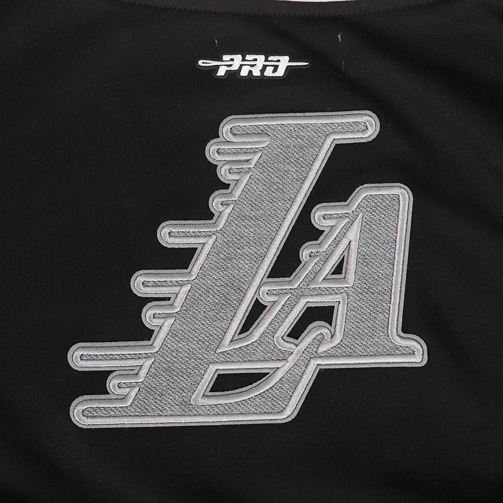 NBA LOS ANGELES LAKERS REVERSE FRENCH TERRY CHANDAIL À CAPUCHON EN MOLLETON À GLISSIÈRE ET À BLOCS DE COULEUR POUR FEMME (NOIR/GRIS/COQUILLE D'ŒUF)