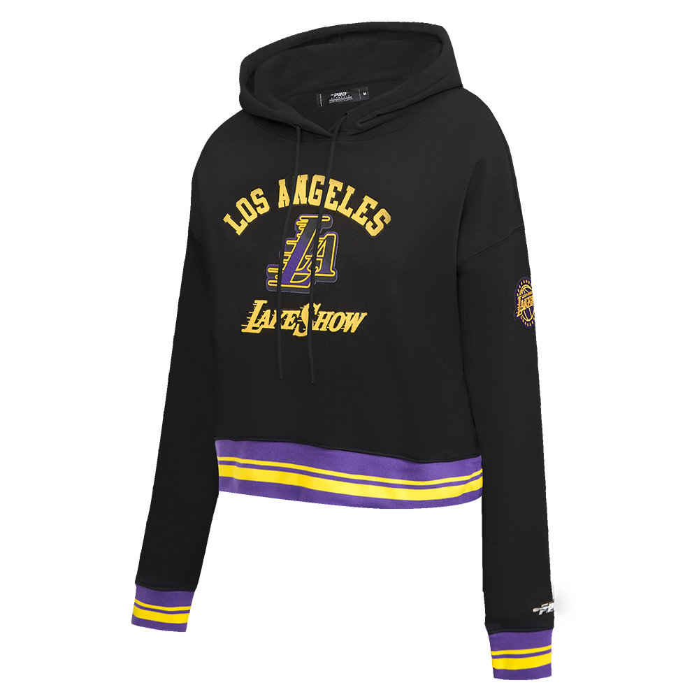 NBA LOS ANGELES LAKERS CITY EDITION 24-25 WOMEN'S RIB FLEECE CROPPED PO H (BLACK/PURPLE)
