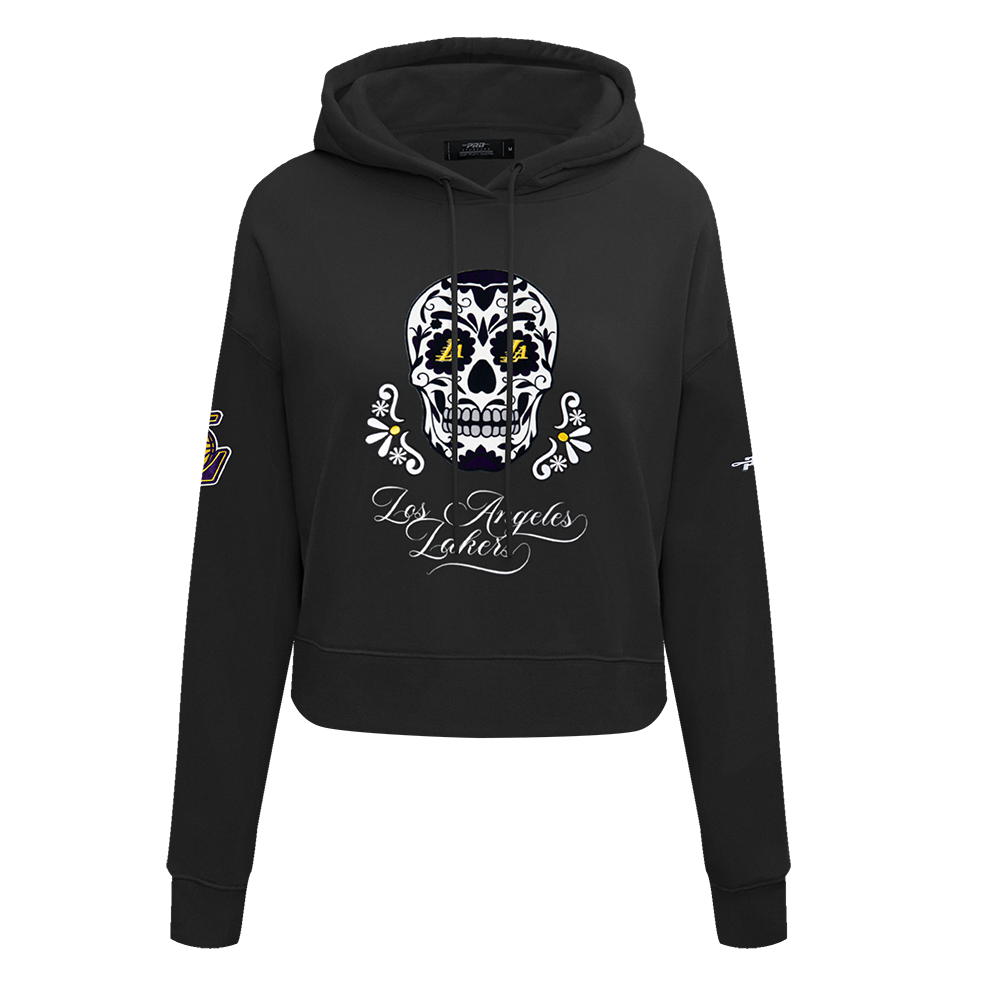 NBA LOS ANGELES LAKERS SUGAR SKULL CHANDAIL À CAPUCHON COURT EN MOLLETON POUR FEMME (NOIR)