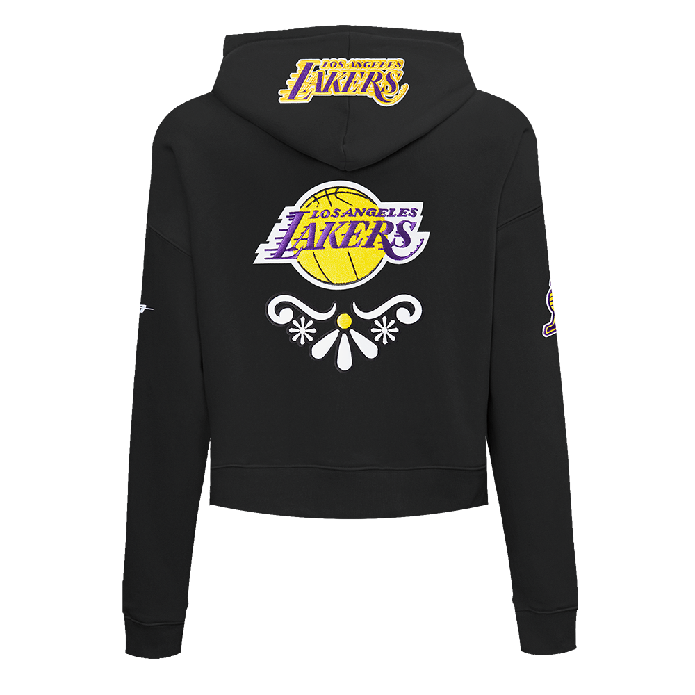 NBA LOS ANGELES LAKERS SUGAR SKULL CHANDAIL À CAPUCHON COURT EN MOLLETON POUR FEMME (NOIR)