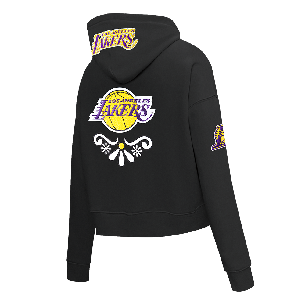 NBA LOS ANGELES LAKERS SUGAR SKULL CHANDAIL À CAPUCHON COURT EN MOLLETON POUR FEMME (NOIR)