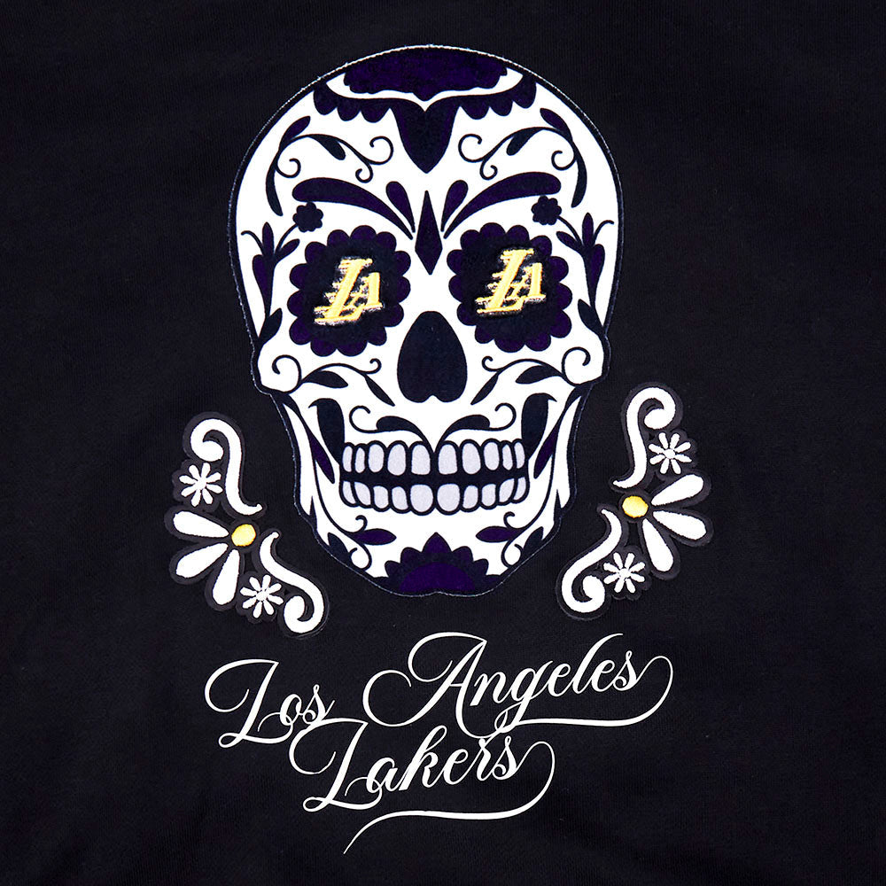 NBA LOS ANGELES LAKERS SUGAR SKULL CHANDAIL À CAPUCHON COURT EN MOLLETON POUR FEMME (NOIR)