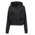NBA LOS ANGELES LAKERS WASHED CRYSTALLINE WOMEN'S CROPPED PULLOVER HOODIE (WASHED BLACK)