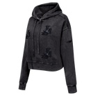 NBA LOS ANGELES LAKERS WASHED CRYSTALLINE WOMEN'S CROPPED PULLOVER HOODIE (WASHED BLACK)