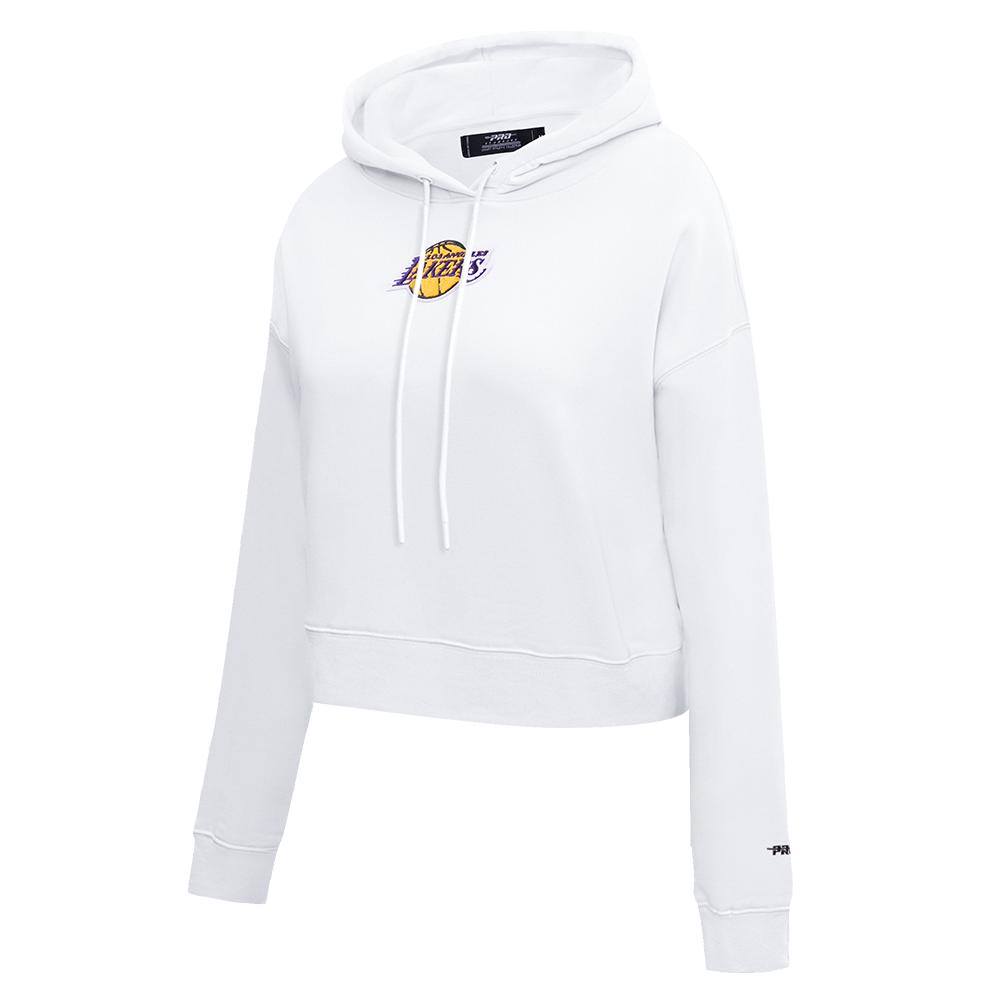 NBA LOS ANGELES LAKERS CLASSIC WOMEN'S CROPPED PULLOVER HOODIE (WHITE)