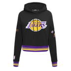 NBA LOS ANGELES LAKERS RETRO CLASSIC WOMEN'S CROPPED PULLOVER HOODIE (BLACK/PURPLE/YELLOW)