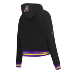 NBA LOS ANGELES LAKERS RETRO CLASSIC WOMEN'S CROPPED PULLOVER HOODIE (BLACK/PURPLE/YELLOW)