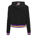 NBA LOS ANGELES LAKERS RETRO CLASSIC WOMEN'S CROPPED PULLOVER HOODIE (BLACK/PURPLE/YELLOW)