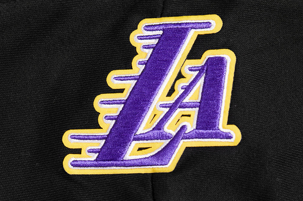 NBA LOS ANGELES LAKERS RETRO CLASSIC WOMEN'S CROPPED PULLOVER HOODIE (BLACK/PURPLE/YELLOW)