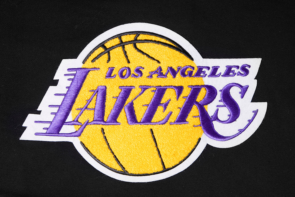 NBA LOS ANGELES LAKERS RETRO CLASSIC WOMEN'S CROPPED PULLOVER HOODIE (BLACK/PURPLE/YELLOW)