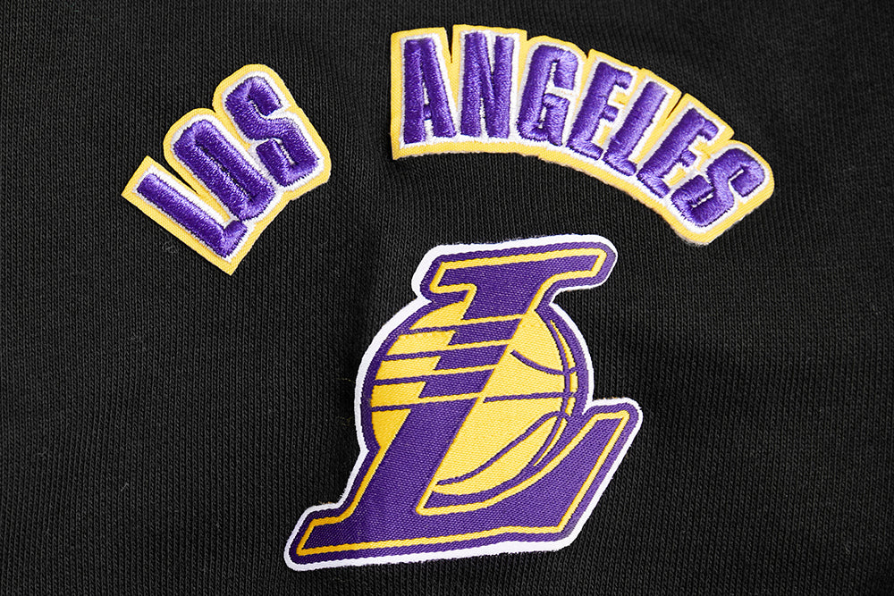 NBA LOS ANGELES LAKERS RETRO CLASSIC WOMEN'S CROPPED PULLOVER HOODIE (BLACK/PURPLE/YELLOW)
