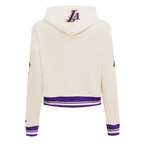NBA LOS ANGELES LAKERS RETRO CLASSIC WOMEN'S CROPPED PULLOVER HOODIE (EGGSHELL/ PURPLE)