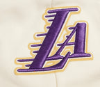 NBA LOS ANGELES LAKERS RETRO CLASSIC WOMEN'S CROPPED PULLOVER HOODIE (EGGSHELL/ PURPLE)