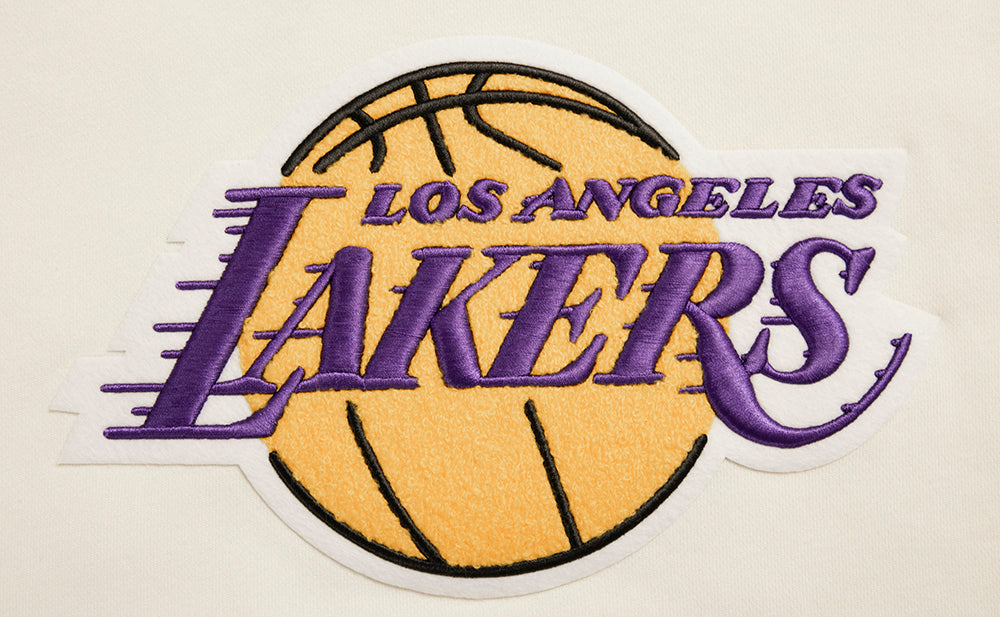 NBA LOS ANGELES LAKERS RETRO CLASSIC WOMEN'S CROPPED PULLOVER HOODIE (EGGSHELL/ PURPLE)