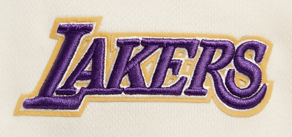 NBA LOS ANGELES LAKERS RETRO CLASSIC WOMEN'S CROPPED PULLOVER HOODIE (EGGSHELL/ PURPLE)