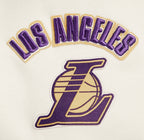 NBA LOS ANGELES LAKERS RETRO CLASSIC WOMEN'S CROPPED PULLOVER HOODIE (EGGSHELL/ PURPLE)