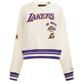 NBA LOS ANGELES LAKERS RETRO CLASSIC WOMEN'S CREWNECK (EGGSHELL/ PURPLE)