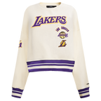 NBA LOS ANGELES LAKERS RETRO CLASSIC WOMEN'S CREWNECK (EGGSHELL/ PURPLE)