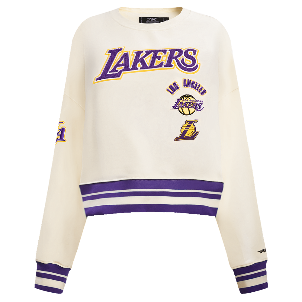 NBA LOS ANGELES LAKERS RETRO CLASSIC WOMEN'S CREWNECK (EGGSHELL/ PURPLE)