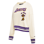 NBA LOS ANGELES LAKERS RETRO CLASSIC WOMEN'S CREWNECK (EGGSHELL/ PURPLE)