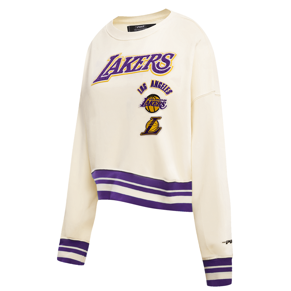 NBA LOS ANGELES LAKERS RETRO CLASSIC WOMEN'S CREWNECK (EGGSHELL/ PURPLE)