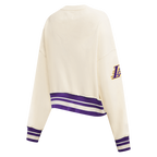 NBA LOS ANGELES LAKERS RETRO CLASSIC WOMEN'S CREWNECK (EGGSHELL/ PURPLE)