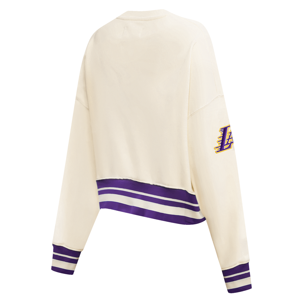 NBA LOS ANGELES LAKERS RETRO CLASSIC WOMEN'S CREWNECK (EGGSHELL/ PURPLE)