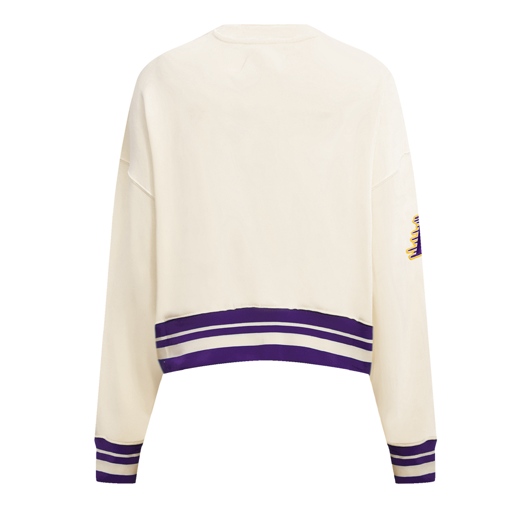 NBA LOS ANGELES LAKERS RETRO CLASSIC WOMEN'S CREWNECK (EGGSHELL/ PURPLE)