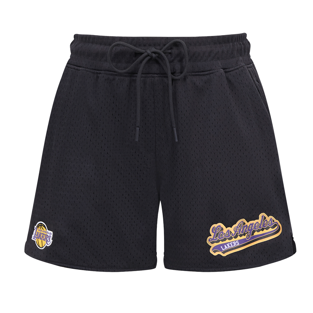 NBA LOS ANGELES LAKERS SCRIPT TAIL WOMEN'S MESH SHORT (BLACK)