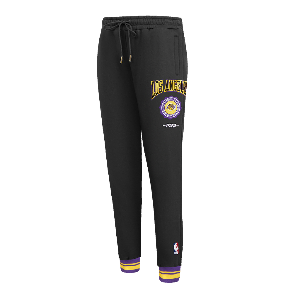 NBA LOS ANGELES LAKERS CREST EMBLEM PANTALON OUATÉ EN MOLLETON CÔTELÉ POUR FEMME (NOIR/VIOLET)