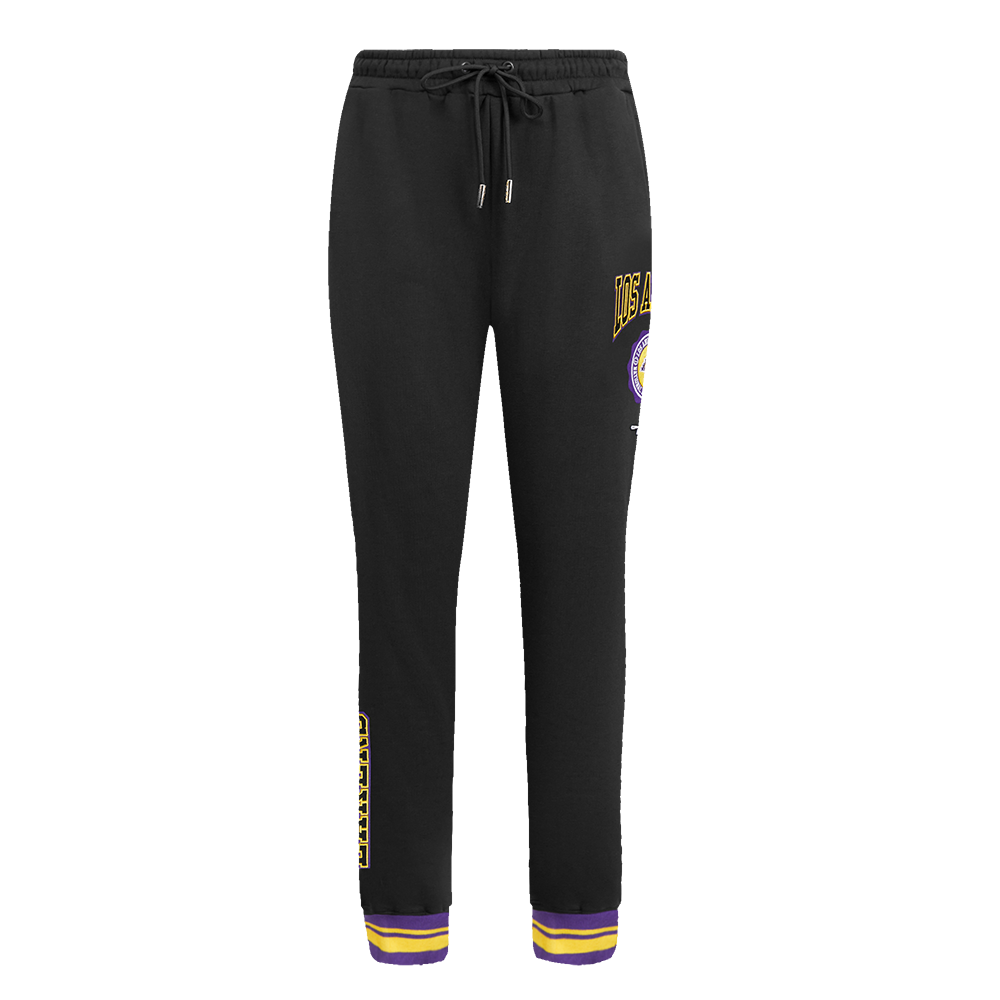 NBA LOS ANGELES LAKERS CREST EMBLEM WOMEN'S RIB FLC SWEATPANT (BLACK/PURPLE)
