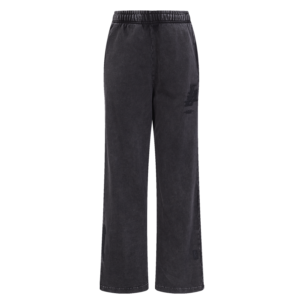 NBA LOS ANGELES LAKERS WASHED CLASSIC MOLLETON FRANÇAIS À JAMBE DROITE LAVÉ À L'ENZYME POUR FEMME (NOIR DÉLAVÉ)