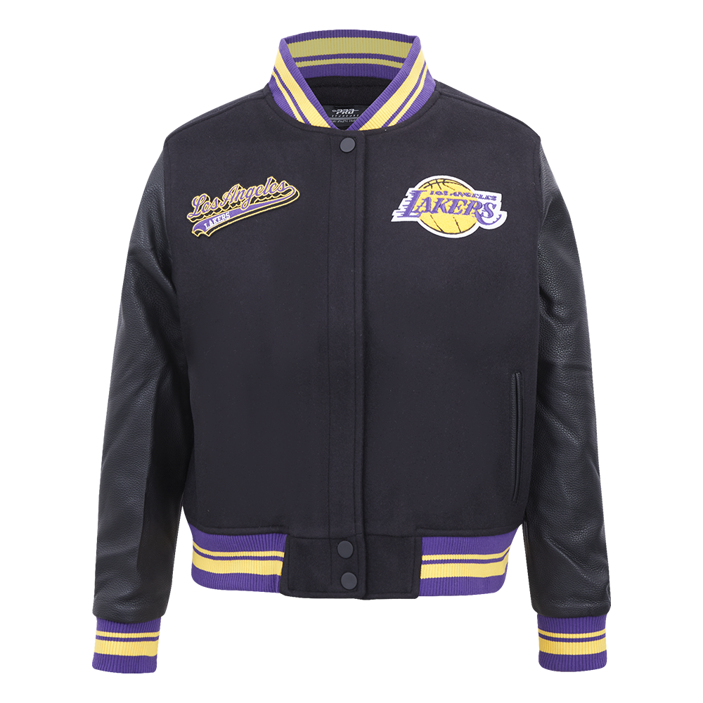 NBA LOS ANGELES LAKERS SCRIPT TAIL BLOUSON COLLÉGIAL EN LAINE POUR FEMME (NOIR/VIOLET)