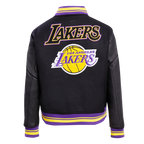 NBA LOS ANGELES LAKERS RETRO CLASSIC BLOUSON COLLÉGIAL EN LAINE À BORDS CÔTELÉS POUR FEMME (NOIR/VIOLET/JAUNE)