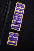 NBA LOS ANGELES LAKERS RETRO CLASSIC BLOUSON COLLÉGIAL EN LAINE À BORDS CÔTELÉS POUR FEMME (NOIR/VIOLET/JAUNE)