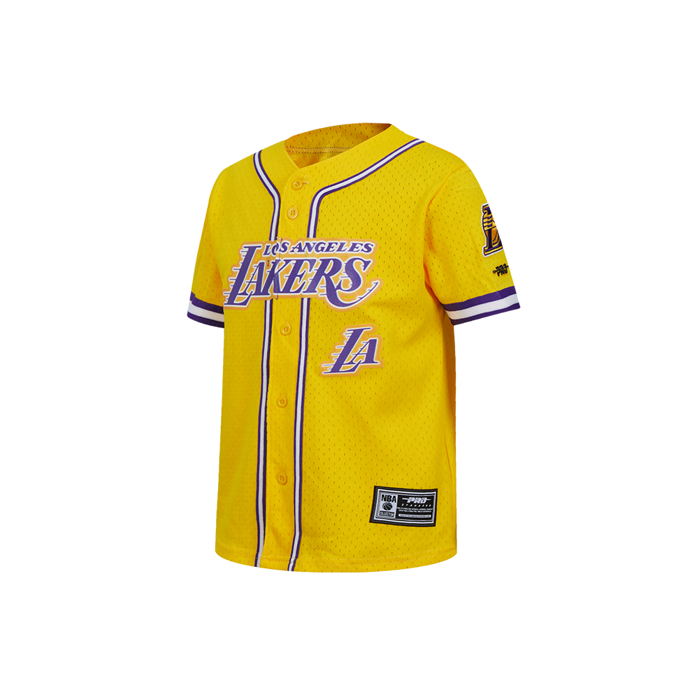 NBA LOS ANGELES LAKERS CLASSIC LITTLE BOYS MESH BUTTON DOWN SHIRT (YELLOW/PURPLE)