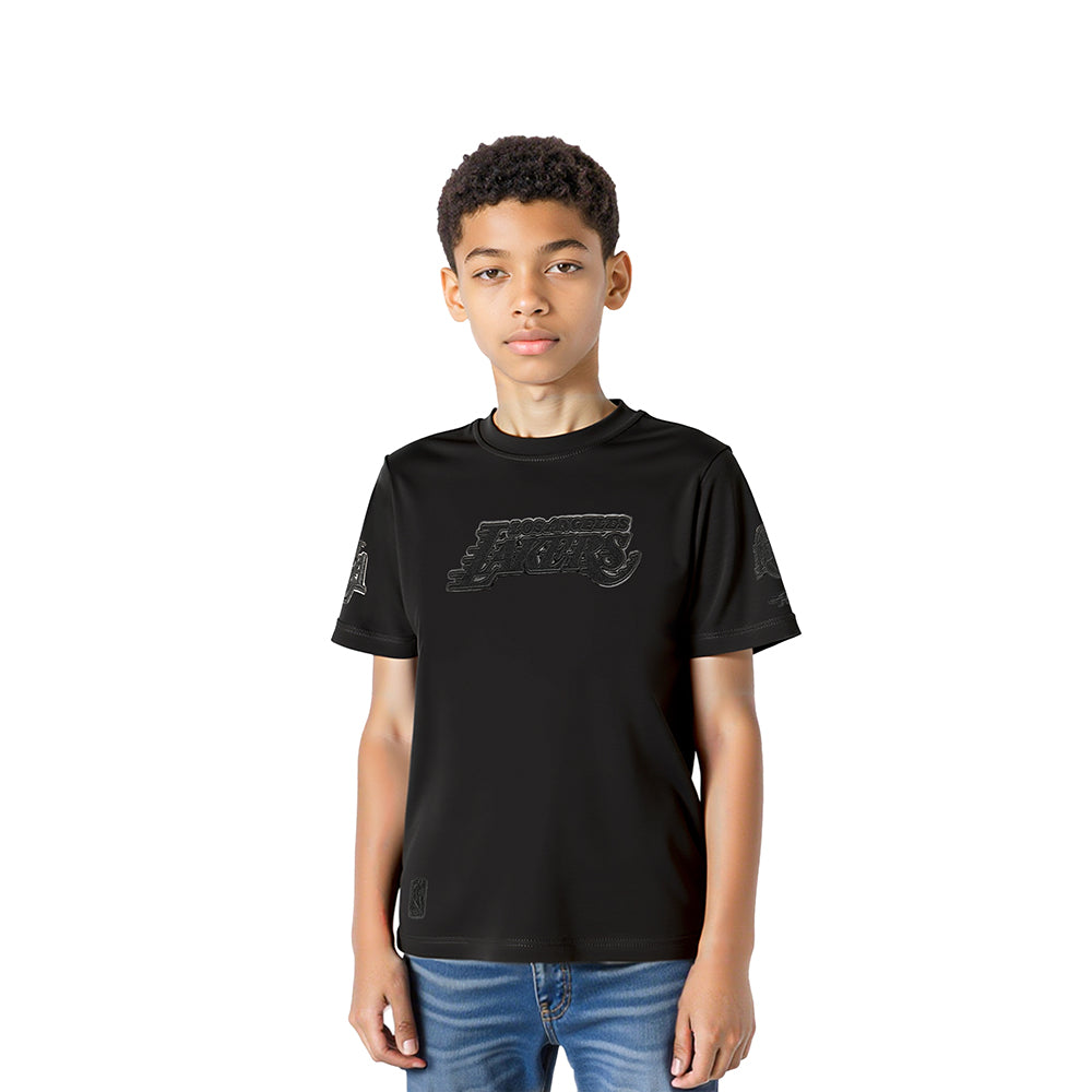 NBA LOS ANGELES LAKERS TRIPLE BLACK T-SHIRT À MANCHES COURTES POUR GARÇON ENFANT (NOIR)