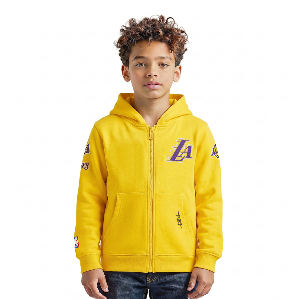 NBA LOS ANGELES LAKERS CLASSIC LITTLE BOY'S FLEECE FULL ZIP HOODIE (YELLOW)