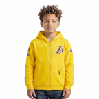 NBA LOS ANGELES LAKERS CLASSIC LITTLE BOY'S FLEECE FULL ZIP HOODIE (YELLOW)