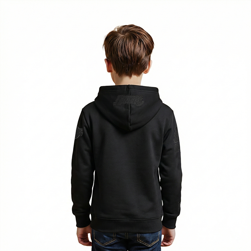 NBA LOS ANGELES LAKERS TRIPLE BLACK LITTLE BOYS FLEECE PULLOVER HOODIE (BLACK)