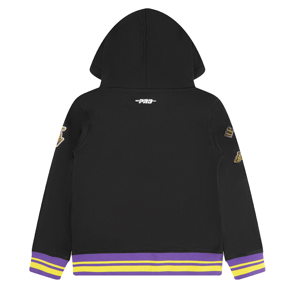 NBA LOS ANGELES LAKERS RETRO CLASSIC LITTLE BOYS RIB FLEECE PULLOVER HOODIE (BLACK/PURPLE)