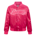 NBA LOS ANGELES LAKERS TRIPLE PINK LITTLE GIRL'S SATIN JACKET (BEETROOT PURPLE)