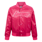 NBA LOS ANGELES LAKERS TRIPLE PINK LITTLE GIRL'S SATIN JACKET (BEETROOT PURPLE)