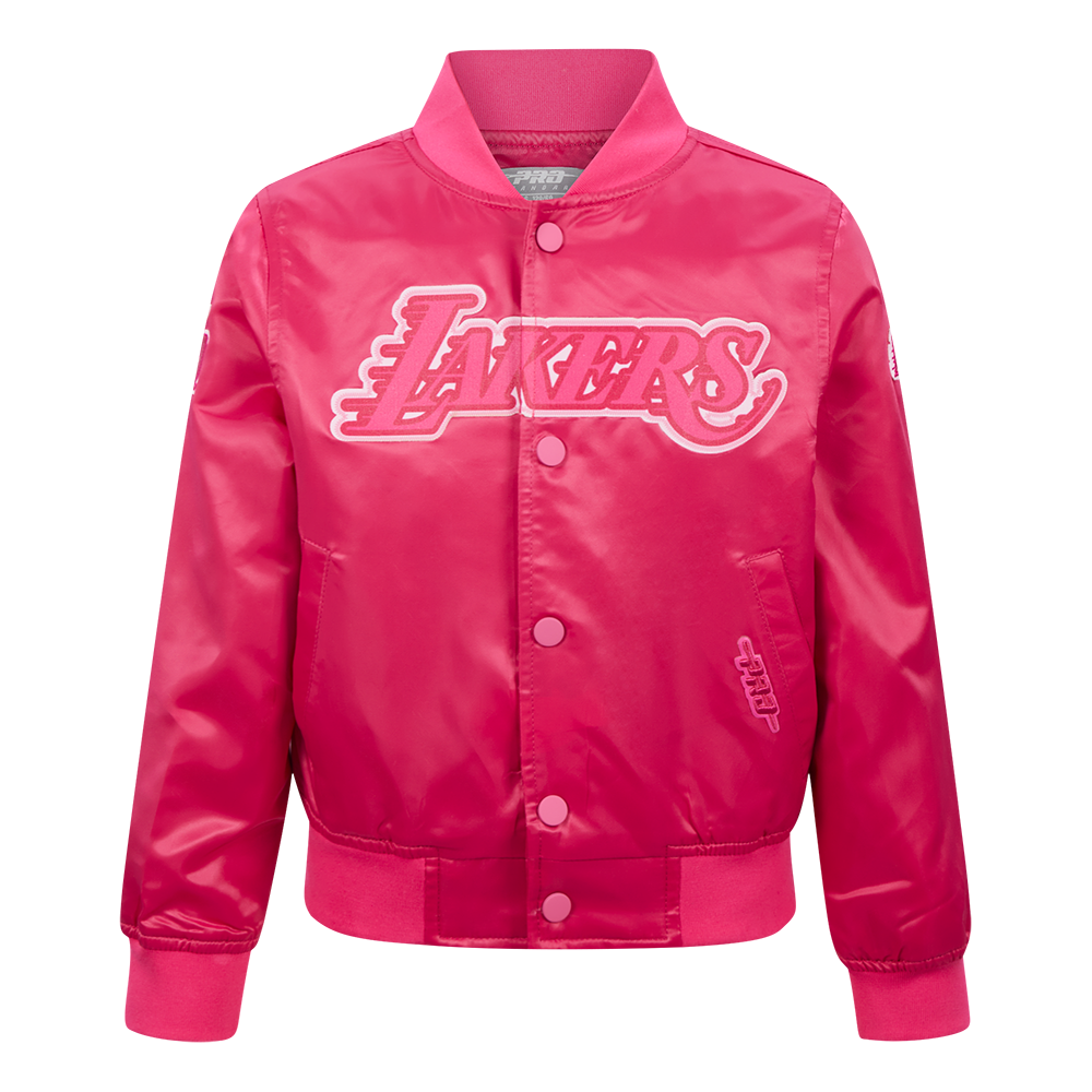 NBA LOS ANGELES LAKERS TRIPLE PINK LITTLE GIRL'S SATIN JACKET (BEETROOT PURPLE)