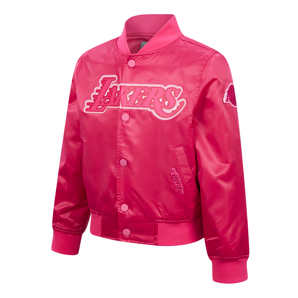 NBA LOS ANGELES LAKERS TRIPLE PINK LITTLE GIRL'S SATIN JACKET (BEETROOT PURPLE)