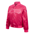 NBA LOS ANGELES LAKERS TRIPLE PINK LITTLE GIRL'S SATIN JACKET (BEETROOT PURPLE)