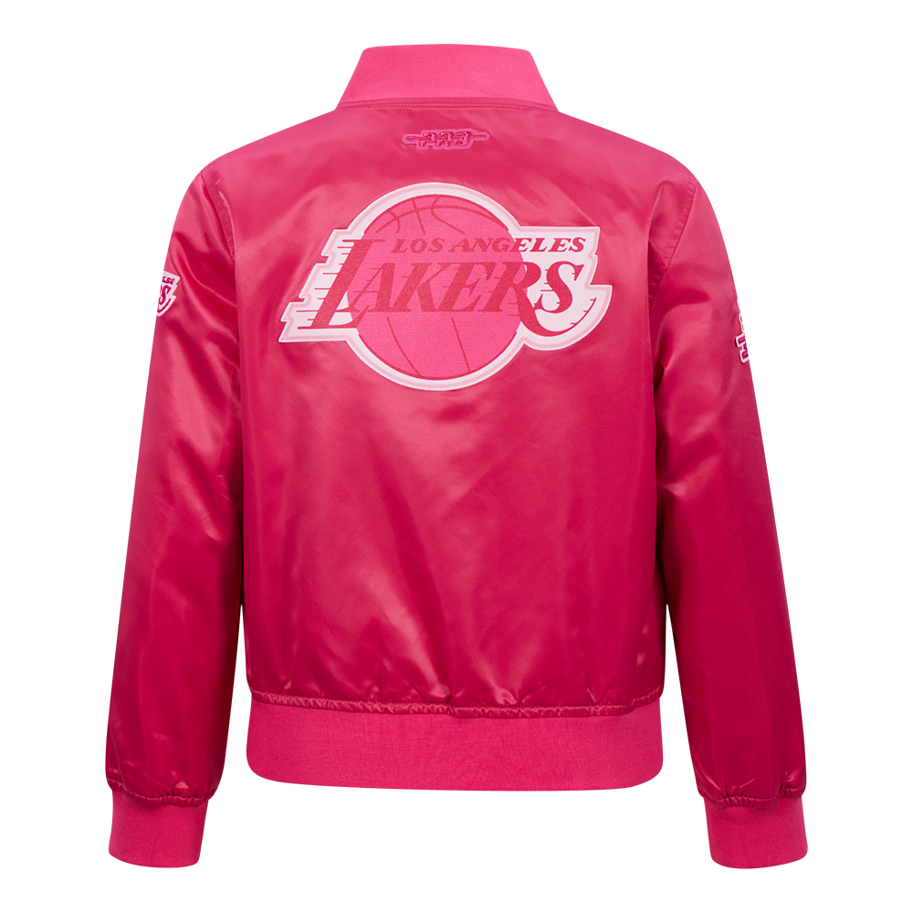 NBA LOS ANGELES LAKERS TRIPLE PINK LITTLE GIRL'S SATIN JACKET (BEETROOT PURPLE)
