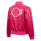 NBA LOS ANGELES LAKERS TRIPLE PINK LITTLE GIRL'S SATIN JACKET (BEETROOT PURPLE)