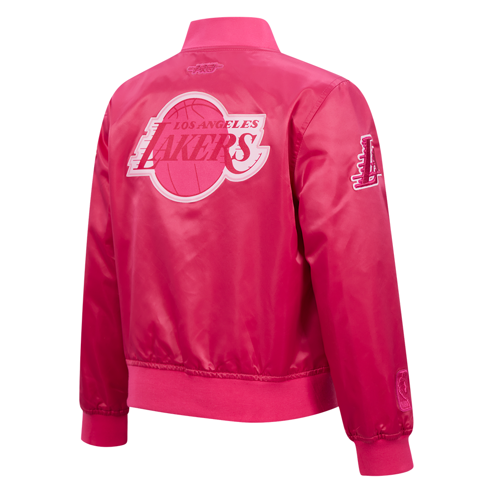NBA LOS ANGELES LAKERS TRIPLE PINK LITTLE GIRL'S SATIN JACKET (BEETROOT PURPLE)